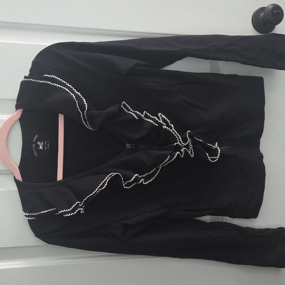 Central Park Black Ruffled Jacket Sz Small